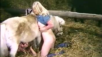 Pale blonde cutie excels in a animal park trio